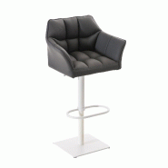 Décoshop26 - Tabouret de bar x1 réglable en similicuir blanc assise enveloppante capitonnée avec base carrée en métal blanc 10_0006505 - blanc m�