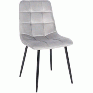Décoshop26 - Chaise de salle à manger x1 coutures décoratives carrées en tissu velours gris et métal noir 10_0002131 - gris 3000250853989 Décoshop26 - Chaise de salle à manger x1 coutures décoratives carrées en tissu velours gris et métal noir 10_0002131 - gris 3000250853989