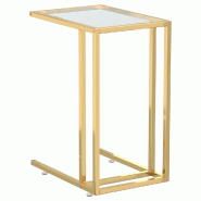 Décoshop26 - Table d'appoint table d'ordinateur bout de canapé 50 x 35 x 65 cm verre trempé transparent et fer doré DEC032513 - verre 3000259016736