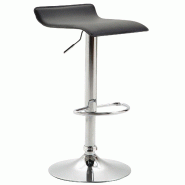 Décoshop26 - Tabouret de bar x1 design minimaliste hauteur réglable repose-pieds en PVC noir et métal chromé 10_0006038 - noir métal 3000265354372