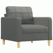 Fauteuil Gris foncé 60 cm Tissu Modèle Alverion - Matériau naturel 359076
