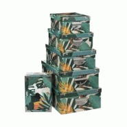 FIVE Lot de 6 Boîtes de rangement avec poignées et coins en métal déco Tropic - multicolore 3560232606649 FIVE Lot de 6 Boîtes de rangement avec poignées et coins en métal déco Tropic - multicolore 3560232606649