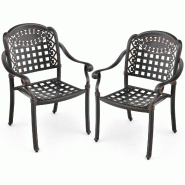 Helloshop26 - Lot de 2 chaises de jardin empilable en 66 x 62 x 90 cm confort optimal pieds réglables style moderne en aluminium 20_0012418 - alumini