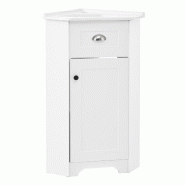 Merax Vasque d'angle avec vasque en céramique 59 x 42.5 x 90.5 cm, meuble de salle de bain peu encombrant, vasque en céramique, blanc - blanc multi-