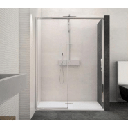 Paroi de douche macao sans seuil 142-155cm blanc transparent avec partie fixe droite - KINEDO - pa649btned - 838925