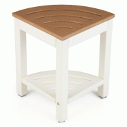 Tabouret de douche d'angle 32,5 x 32,5 x 43,5 cm avec étagère de rangement pratique design moderne en pehd café 20_0017614 - 3000231964802
