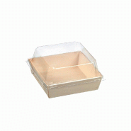 Barquette bois laminé avec couvercle 10,8x10,8x3cm - par 200