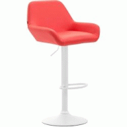 CLP Tabouret de bar Braga similicuir avec pied en métal Rouge/Blanc - rouge polyester 314515 CLP Tabouret de bar Braga similicuir avec pied en métal Rouge/Blanc - rouge polyester 314515