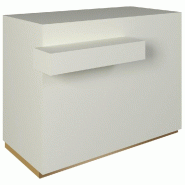 Comptoir 120x60x93,8cm/reposac 70x20xH12cm blanc mat - 2tir.2tabl. - blanc mat