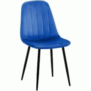 Décoshop26 - Chaise de salle à manger x1 design moderne coutures verticales velours bleu et pieds en métal noir 10_0001980 - bleu 3000250781466 Décoshop26 - Chaise de salle à manger x1 design moderne coutures verticales velours bleu et pieds en métal noir 10_0001980 - bleu 3000250781466