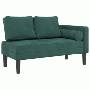 Décoshop26 - Méridienne chaise longue canapé pour intérieur avec coussins en velours vert foncé DEC026105 - 3000255623402