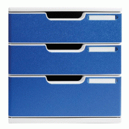 Exacompta MODULO A4 3 tiroirs fermés Office gris lumière/bleu - bleu matière synthétique 325003D