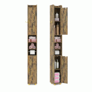 Helloshop26 - Armoire de salle de bain étroite 20 x 20 x 179 cm avec 2 étagères réglables et crochet latéral en mdf café 20_0010284 - 3000226095078