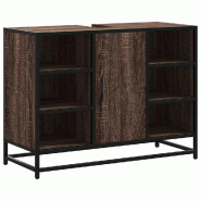 Helloshop26 - Armoire lavabo rétro élégante 80 x 33 x 60 cm grand espace de rangement style industriel en bois d'ingénierie chêne 02_0049675 - m�