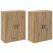 Helloshop26 - Lot de 2 armoires murales modernes avec 4 portes rangement optimisé 69,5 x 34 x 90 cm en bois d'ingénierie chêne 02_0056050 - Bois ma
