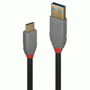 Lindy 36910 Lindy USB 3.1 Câble Type A/C 5A PD Anthra Line M/M 0.5m - 36910
