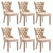Merax Chaise de salle à manger (lot de 6), chaises de cuisine, chaise rembourrée, chaise de salon, coiffeuse en velours, beige - beige multi-matéri