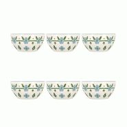 Novastyl - Lot 6 bols primavera 60cl en porcelaine bleu et blanc - 3256391058497