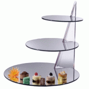 Présentoir 3 étages ronds buffet miroir acrylique 41/36/31x41cm