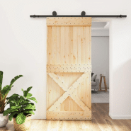 Vidaxl porte coulissante et kit de quincaillerie 95x210 cm pin massif 3203080 Vidaxl porte coulissante et kit de quincaillerie 95x210 cm pin massif 3203080