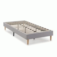 VS Venta-stock Base rembourrée Aura 90x190 cm  Gris clair, Hauteur 30 cm - gris polyester I23022