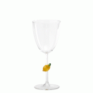 Zafferano Verre À Pied Teca Frutta En Verre Borosilicaté Fait À La Main Avec Décor Citron Dans La Tige, Design Raffiné Pour Une Table Unique - ja