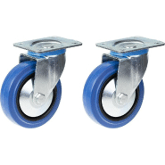Roulette de 125mm 5" en caoutchouc bleu pivotante, capacité de 400kg, jeu de 2 Roulette de 125mm 5" en caoutchouc bleu pivotante, capacité de 400kg, jeu de 2
