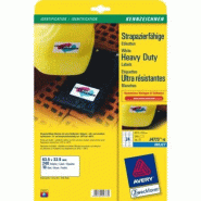 AVERY 240 étiquettes ultra-résistantes Jet d'encre blanches, format 63,5 x 33,9 mm (10 feuilles A4 / cdt) - blanc 4004182247730