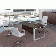 Bureau de direction X time Ring avec convivialité en verre - Quadrifoglio - 219, Noyer canaletto, Droite