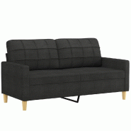 Canapé à 2 places Noir 140 cm Tissu Modèle Tavelionne - 359095