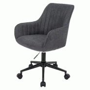 Décoshop26 - Chaise de bureau pivotante avec accoudoirs en tissu anthracite coutures décoratives 04_0006209 - 3000261644460