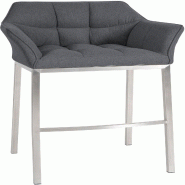 Décoshop26 - Tabouret de bar x1 assise enveloppante capitonnée en feutrine gris foncé avec structure à 4 pieds en acier inoxydable 10_0006481 - gr