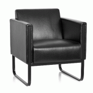 Fauteuil lounge BALI BLACK châssis noir simili cuir lisse 1 place noir hjh OFFICE - noir plastique 713307