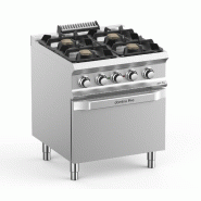 Fourneau professionnel a gaz 4 feux vif 7 kw sur four a electrique ... - PFB77FEXL