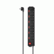 Hama Rallonge 223160 Rallonge Pwr-St 6w 1.4m/6+1 I.Sw./Spd/Sh/B - noir 223160