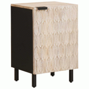 Helloshop26 - Armoire de salle de bain compacte avec étagère rangement durable 38 x 33 x 58 cm en bois de manguier blanc 02_0057771 - 3000240217234