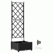 Helloshop26 - Cache-pot de jardin avec irrigation design moderne 40 x 40 x 126 cm en acier noir 02_0058546 - noir acier 3000240652035