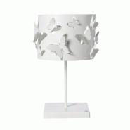 Lampe Farfallosa 20x20x37,2 cm fer perforé, papillons relief, effet lumineux décoratif, E27, Made in Italy Blanc - blanc 8052691673218