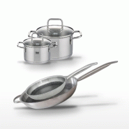 Lot de 2 Poêles 28/32cm et 2 Faitouts 12/16cm Elo Relief Solution - gris 3176239959482