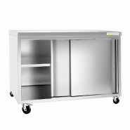 Meuble bas inox 1000x800 mm sur roulettes PREMIUM - GOLDINOX - gris inox 3701770810017