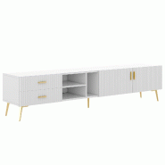 Meuble TV Merax pour téléviseurs 75 pouces, lowboards, tableaux TV, meuble TV, centre de divertissement, table console TV blanc - blanc multi-matér