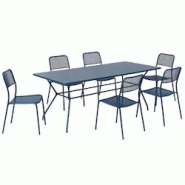 Oviala Business Ensemble table et 6 chaises de jardin bleu - bleu acier 114242 Oviala Business Ensemble table et 6 chaises de jardin bleu - bleu acier 114242