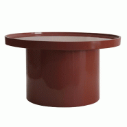 Oviala Business Table basse ronde 70 cm en MDF effet laqué bordeaux - violet Bois manufacturé 114323