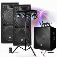 Pack SONO BM SONIC MEGA BASSES 3200W Caisson/Subwoofer bi-amplifié 18" 46cm - HP 215, Portique 4 Lumières SONO DJ SOIREE MIX BAR - 3666638046598