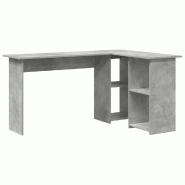 VidaXL Bureau Gris béton 142 x 102 x 73 cm Bois d'ingénierie Modèle Vega ProDesk Plus - 869293