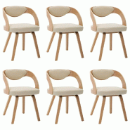 VidaXL Chaises à manger lot de 6 crème bois courbé et similicuir Modèle Cormane - 278845