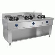 Wok à gaz 3 brûleurs + robinet eau - 42 kW