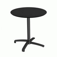 X Cross table de bistrot avec piètement noir + plateau HPL noir Ø70 cm