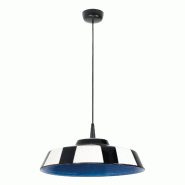 Zafferano Circus Suspension LED au Design Artisanal en Céramique Bleue 8W 3000K Diamètre 35 cm avec Diffuseur Décoré à Rayures Fabriqué en Itali