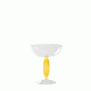 Zafferano Dorici Lot de 4 Coupes en Verre Borosilicate Soufflé à la Main Couleur Transparente et Jaune Or Design Contemporain Style Classique et Él
